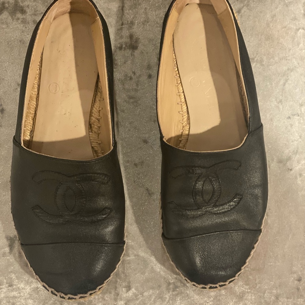 Chanel CC Lambskin Black Espadrille Shoes-Size 37 - Picture 3 of 4